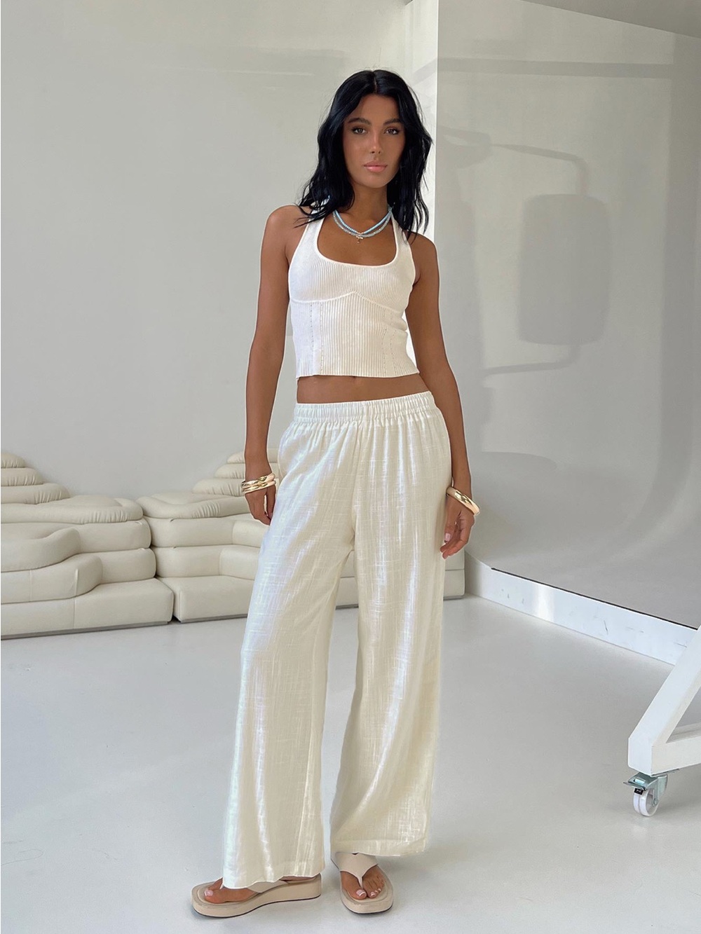Princess Polly Off White Louis Linen Pants - Picture 5 of 9